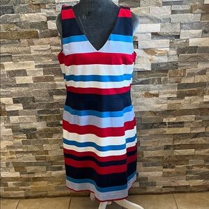 Tommy Hilfiger Red, White & Blue Striped Sleeveless Dress
